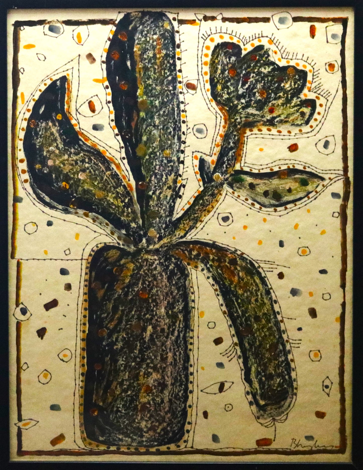 R B Bhaskar : Mixed media on paper pasted on board