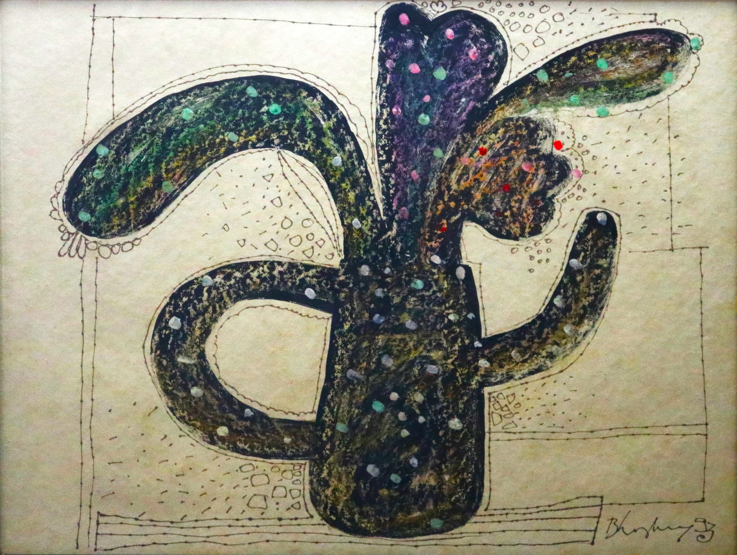 R B Bhaskaran 1993  :  Mixed media on paper pasted on board