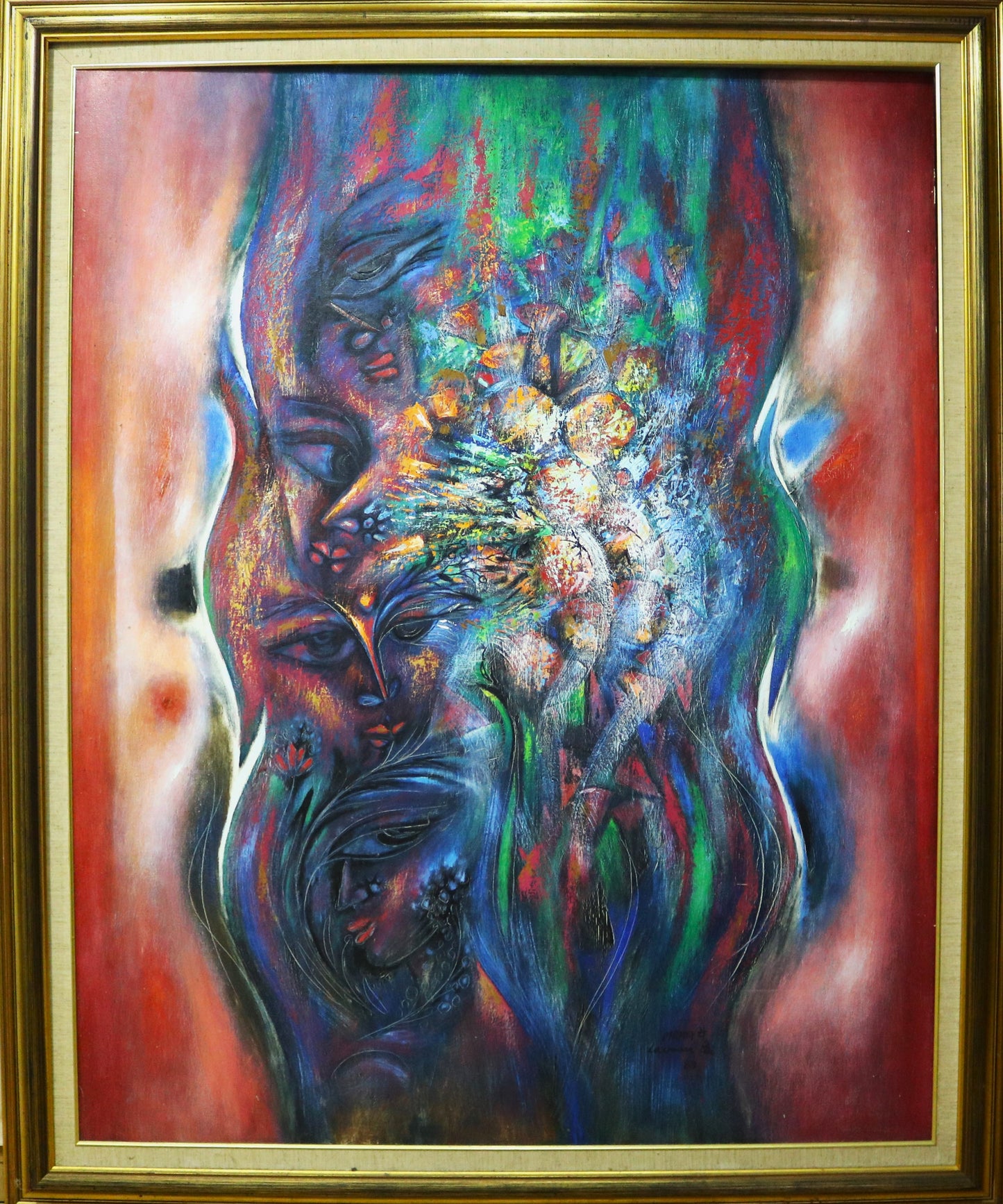 Laxman Pai Faces & Flowers 1989 152 x 152 cm