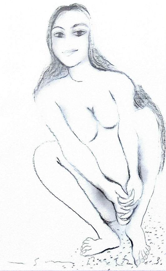 Gogi Saroj Pal - 30 x 21 cm - Charcoal on Paper