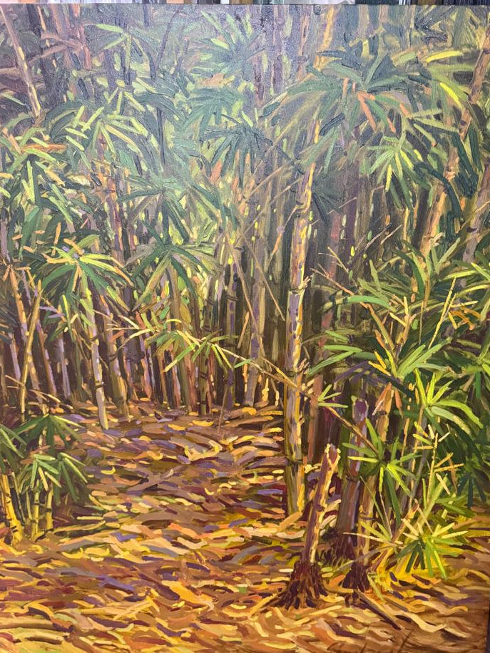 Sanghapal Bamboo garden oil canvass 46x60 2025