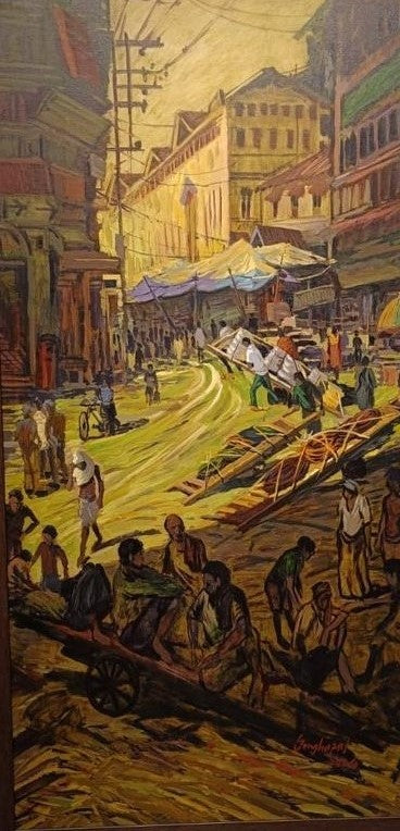 Sanghapal Daily Life oil on canvass 40 x 24 inches 2023