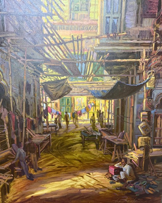 Sanghapal Street scene oil canvass 46x60 2025