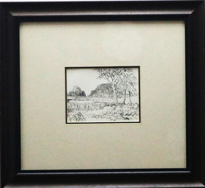 Khalil Ibrahim b 1934-2018  Pen drawing  4.5 x 6 inches