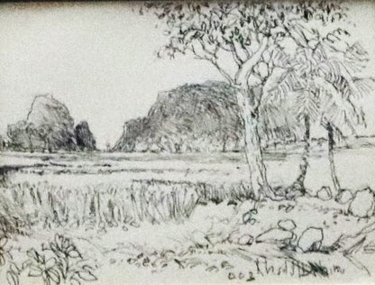 Khalil Ibrahim b 1934-2018  Pen drawing  4.5 x 6 inches