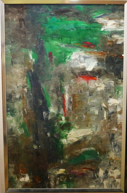 KM Adimoolam b 1938-2008  : Land Refle oil on canvass x 1990 48 X 30 inches