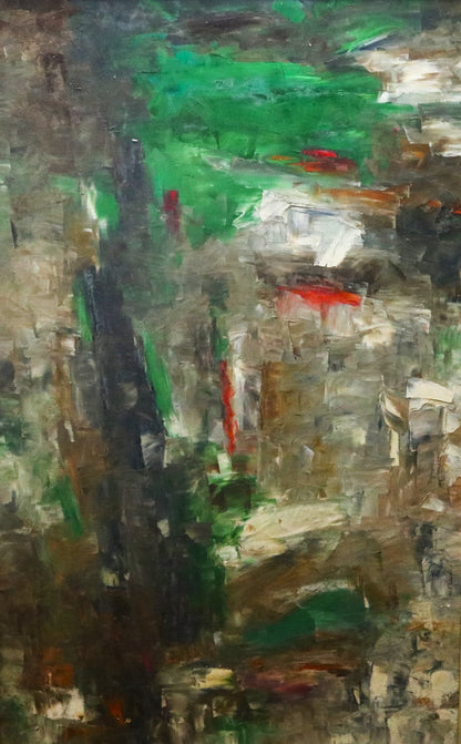 KM Adimoolam b 1938-2008  : Land Refle oil on canvass x 1990 48 X 30 inches