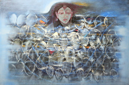 Laxman Pai 1926-2021 : Karuna 1990 oil on canvass 60x48 PRICE ON REQUEST