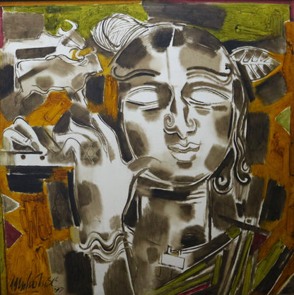 Alphonso Doss  b 1939-2021 oil on canvass Flute Player 2